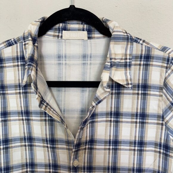 CP Shades Button Up Long Sleeve Blouse Size XS Color Blue White - Picture 3 of 6